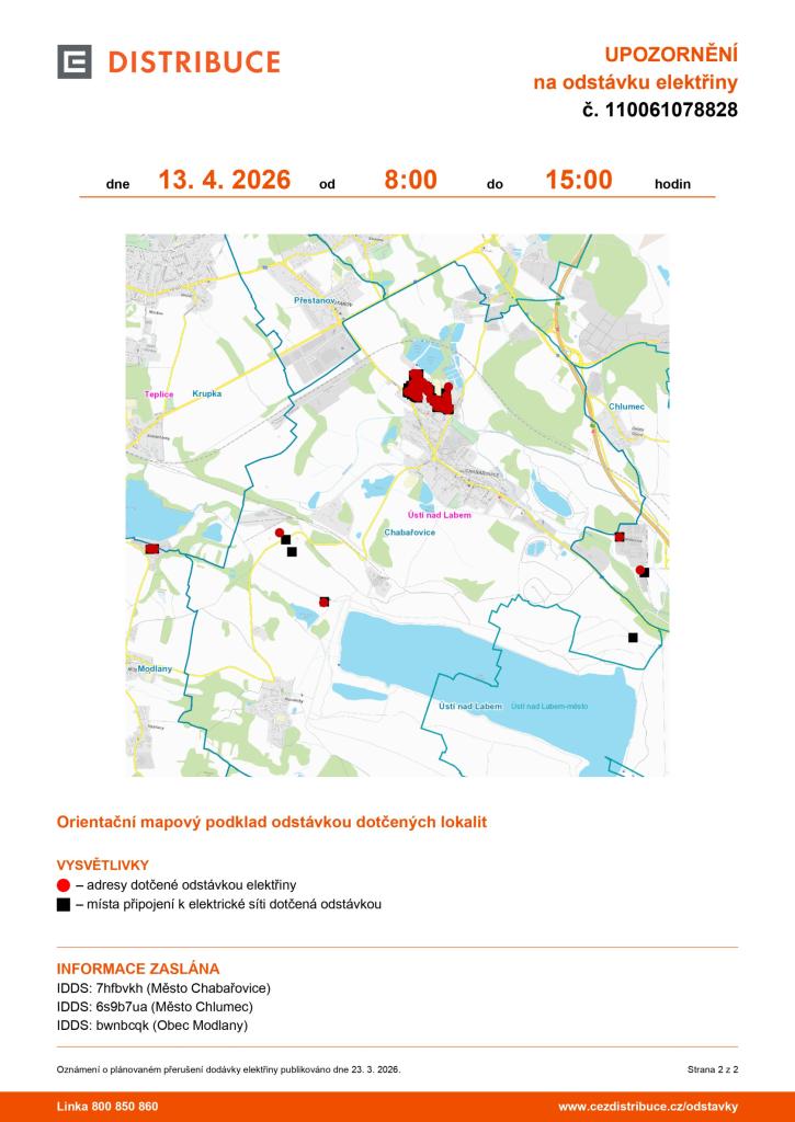 ČEZ upozornění