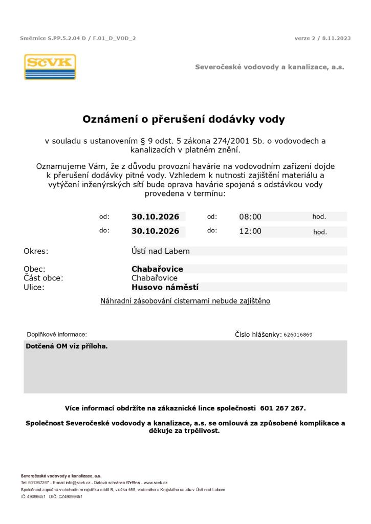 Odstávka vody