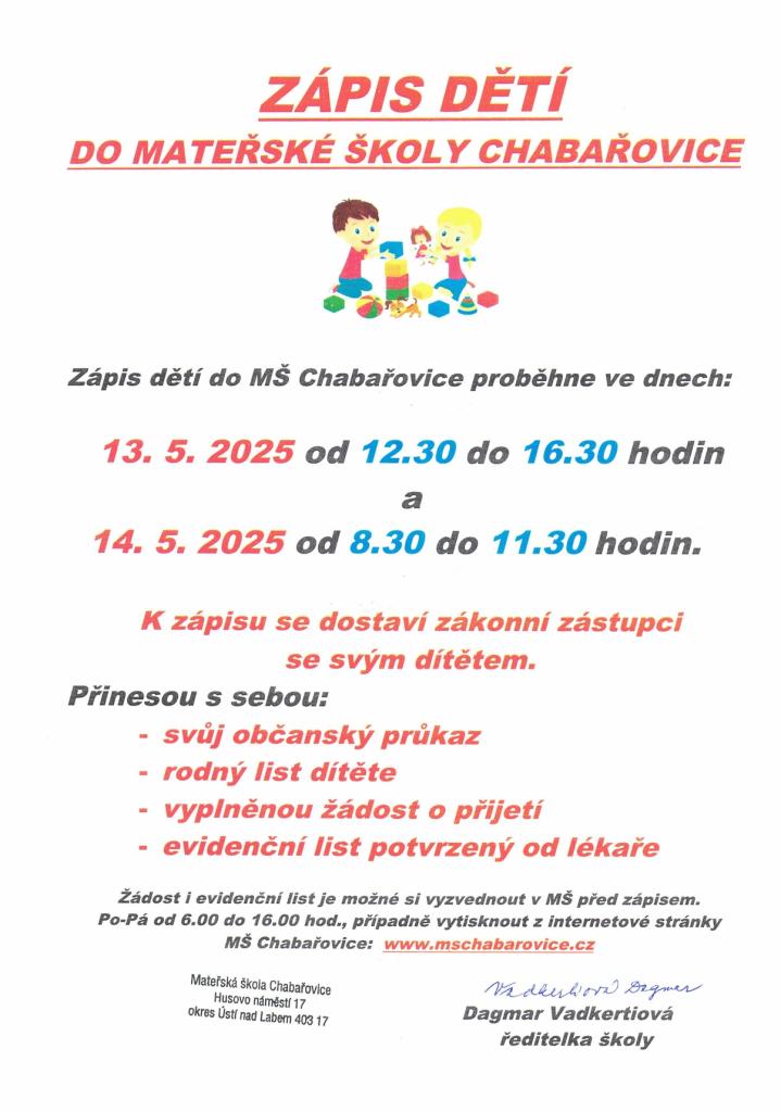 Zápis do MŠ